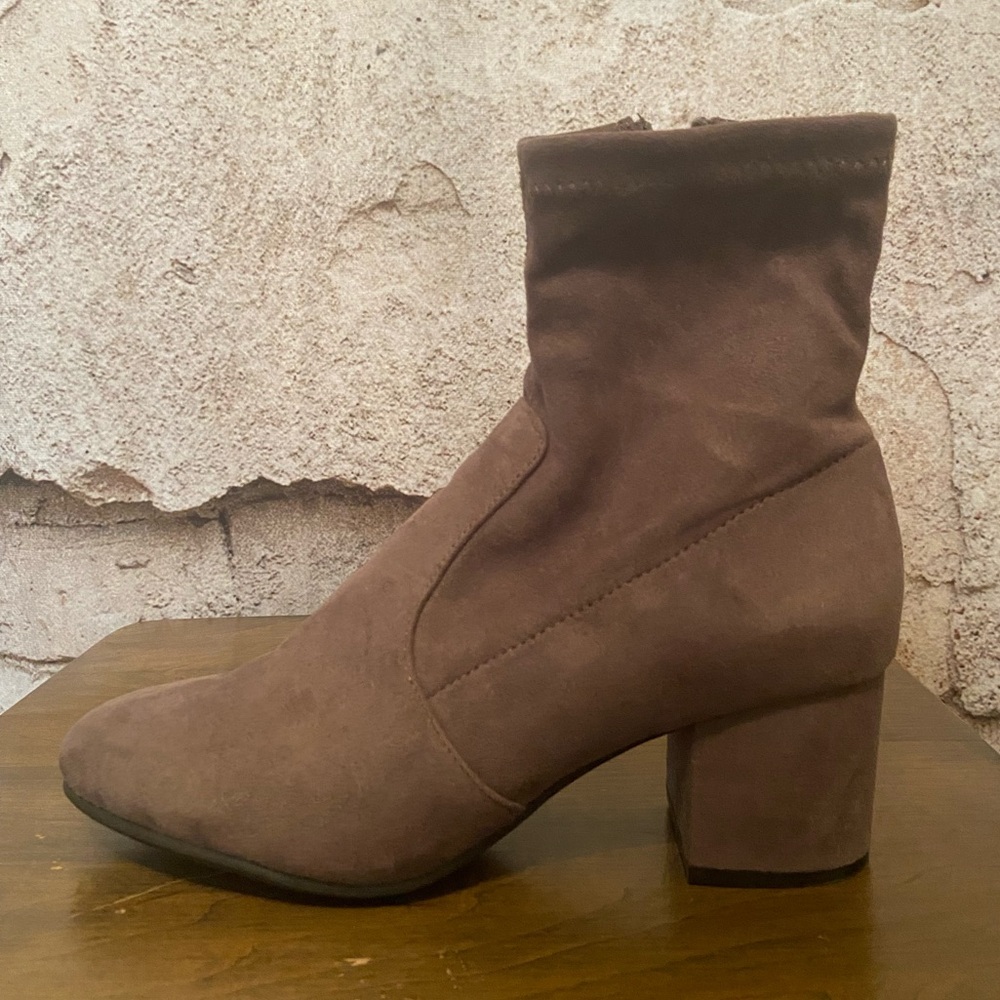 Steve Madden Grey Irven Faux Suede Low Heel Bootie